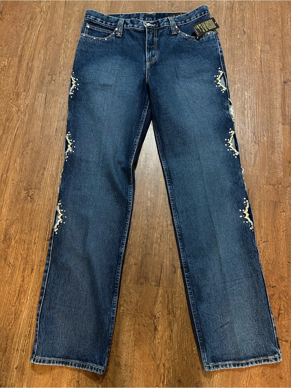 Vintage Lawman Western Jeans Sz 15 34W Embroidered Studded Y2K Cowgirl 34L